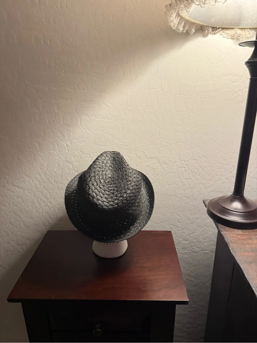 Woven Straw Fedora Hat in Charcoal Gray